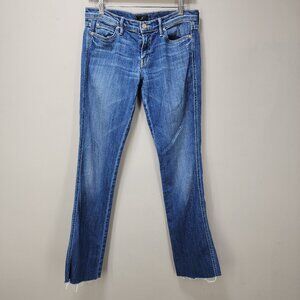 MOTHER The Rascal Straight Leg Raw Hem Jeans